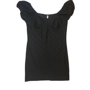 EUC Icon Apparel All Over Eyelet Black Dress With Black Lining Large